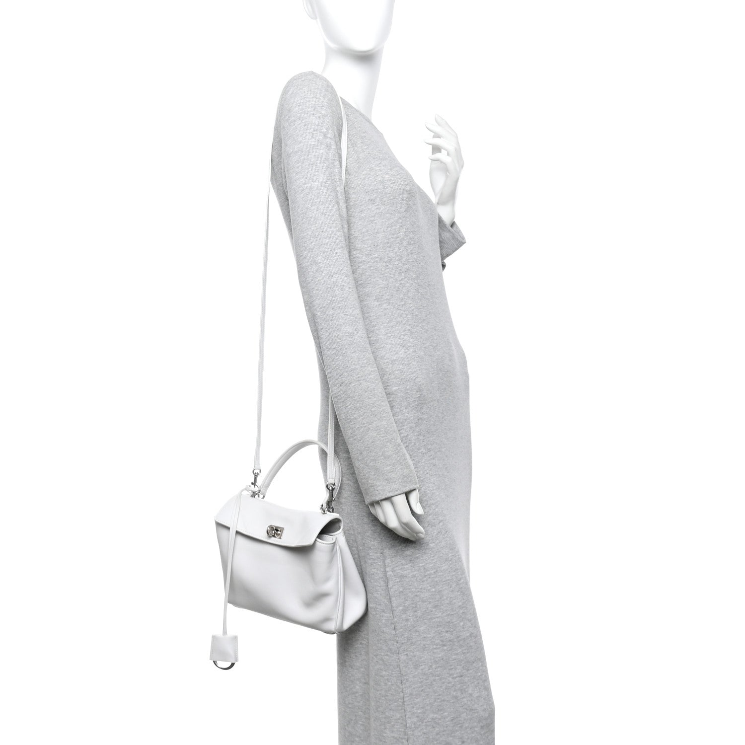 Balenciaga Natural Smooth Calfskin Mini Rodeo Top Handle Handbag Optic White 2 of 10