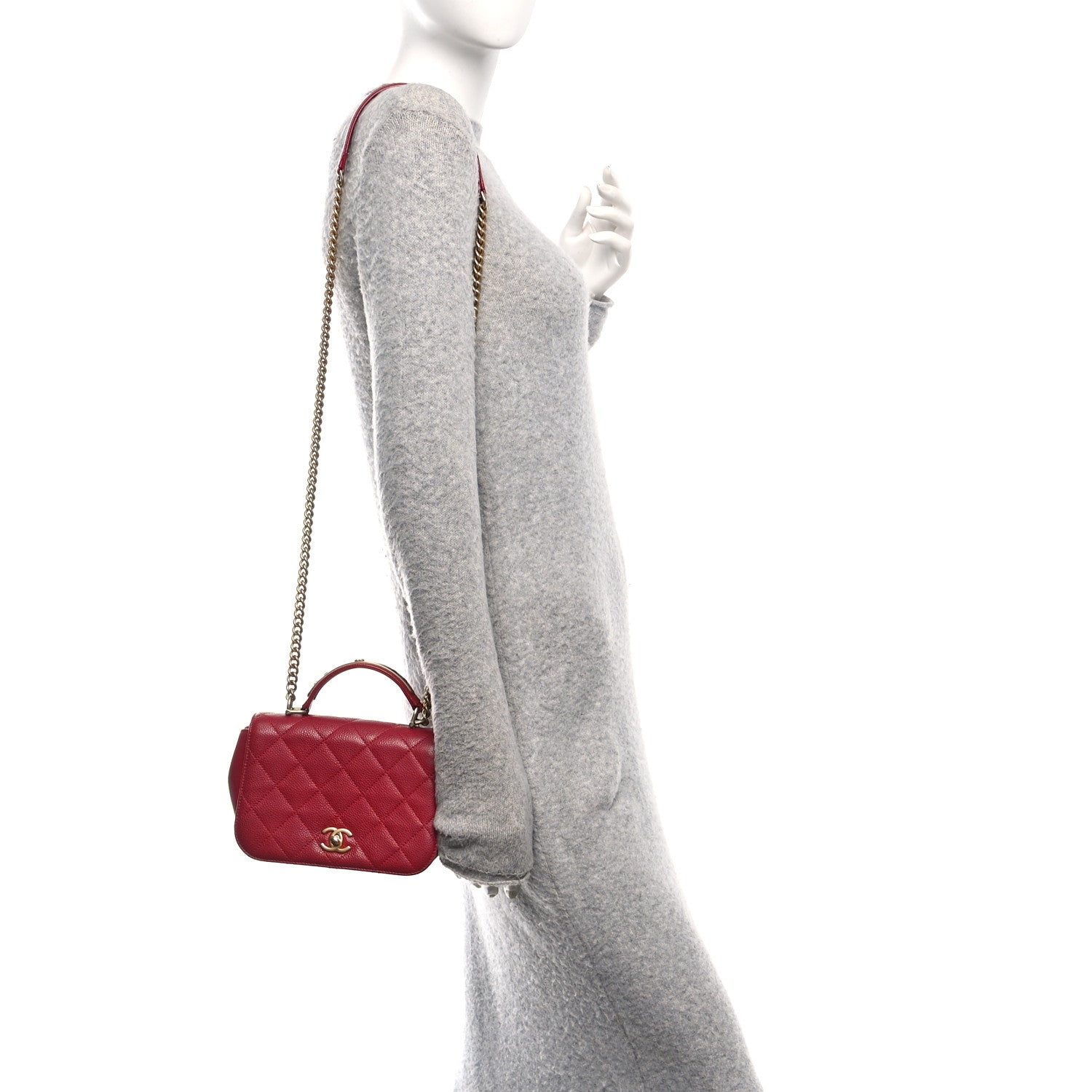 Chanel Caviar Mini Carry Around Flap Bag Red 2 of 11