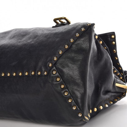 Prada Nappa Studded Aviator Satchel Blue 11 of 11