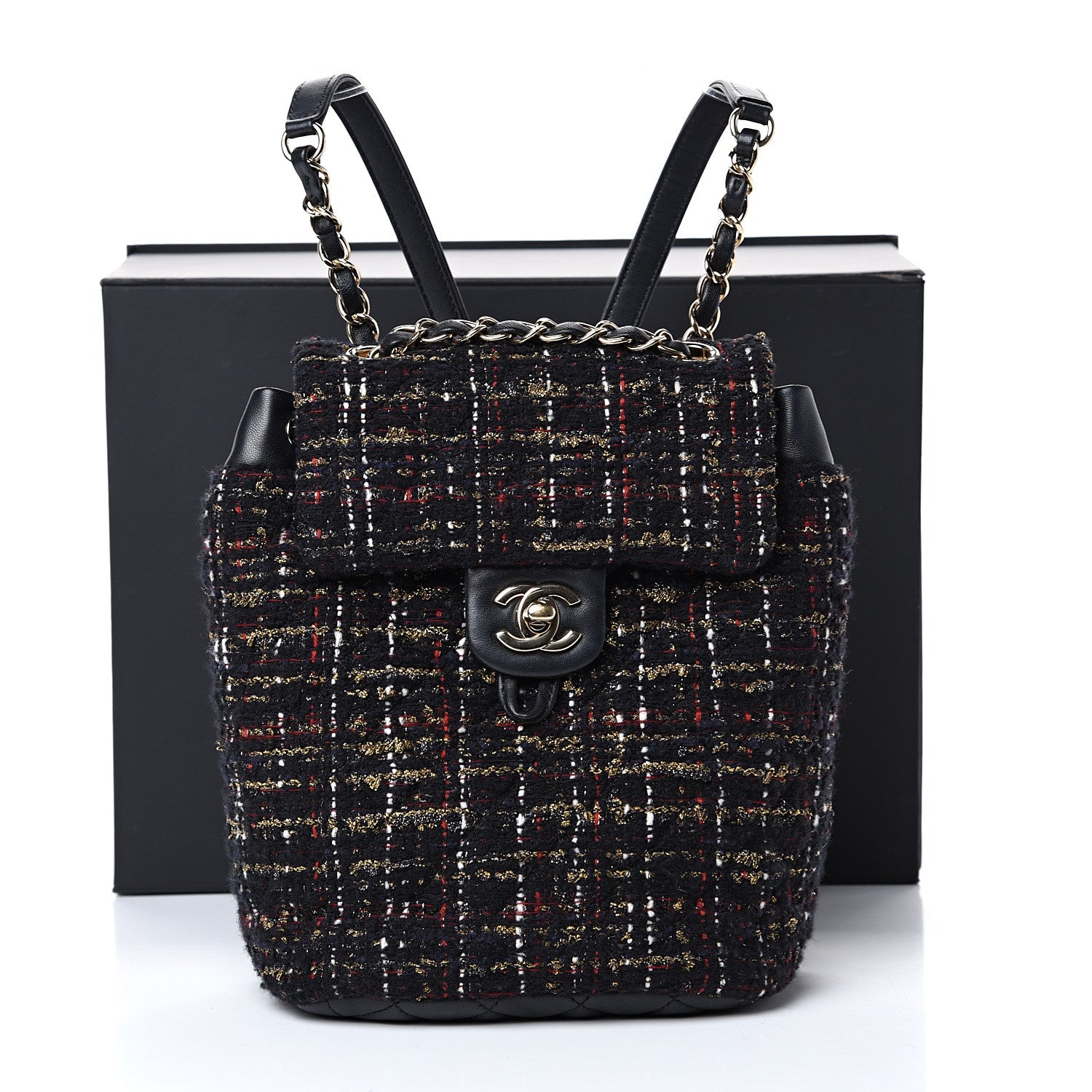 Chanel Tweed Mini Urban Spirit Backpack Black Gold 10 of 10