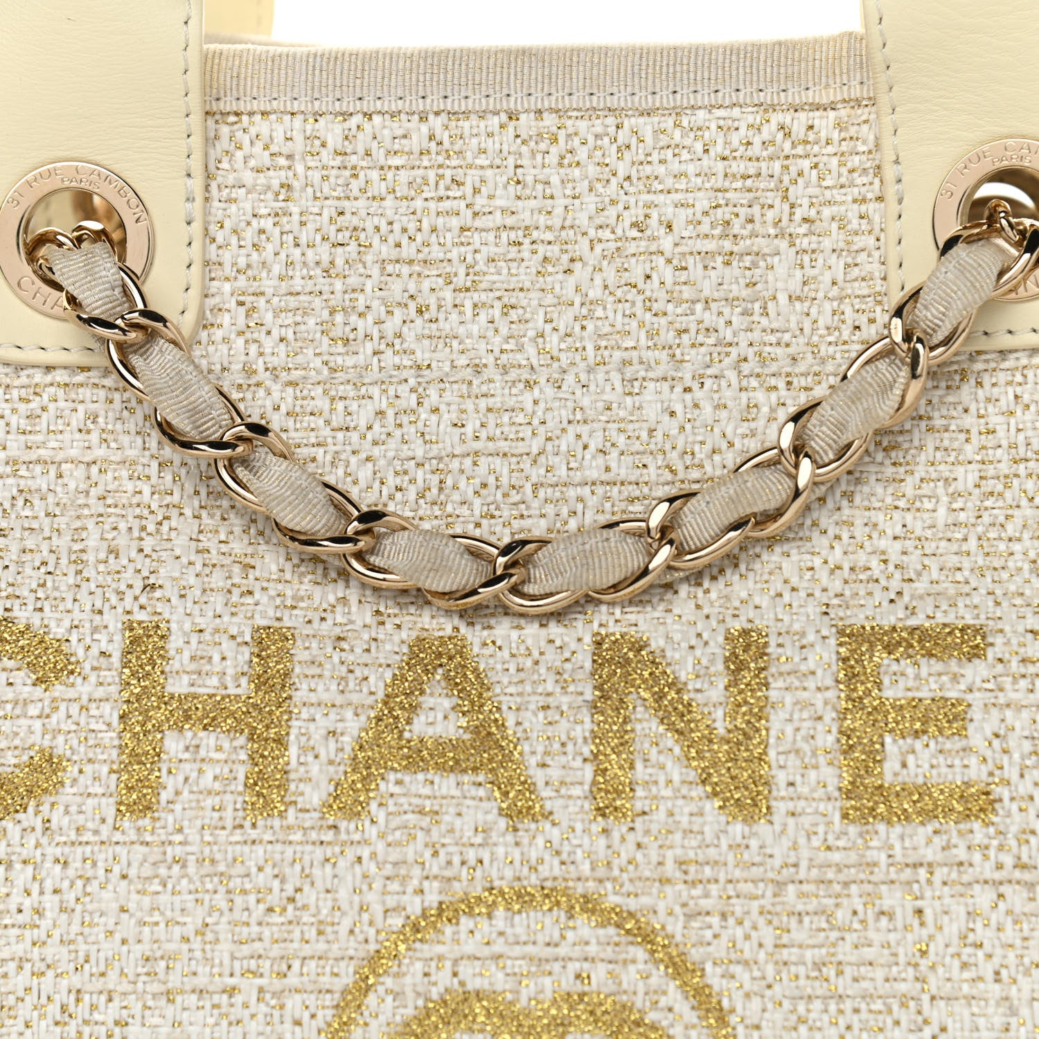 Chanel Lurex Boucle Large Deauville Tote White 7 of 13