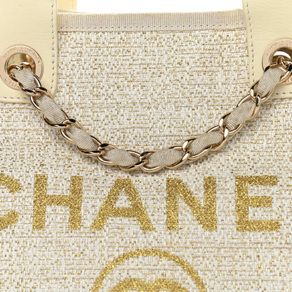 Chanel Lurex Boucle Large Deauville Tote White 7 of 13