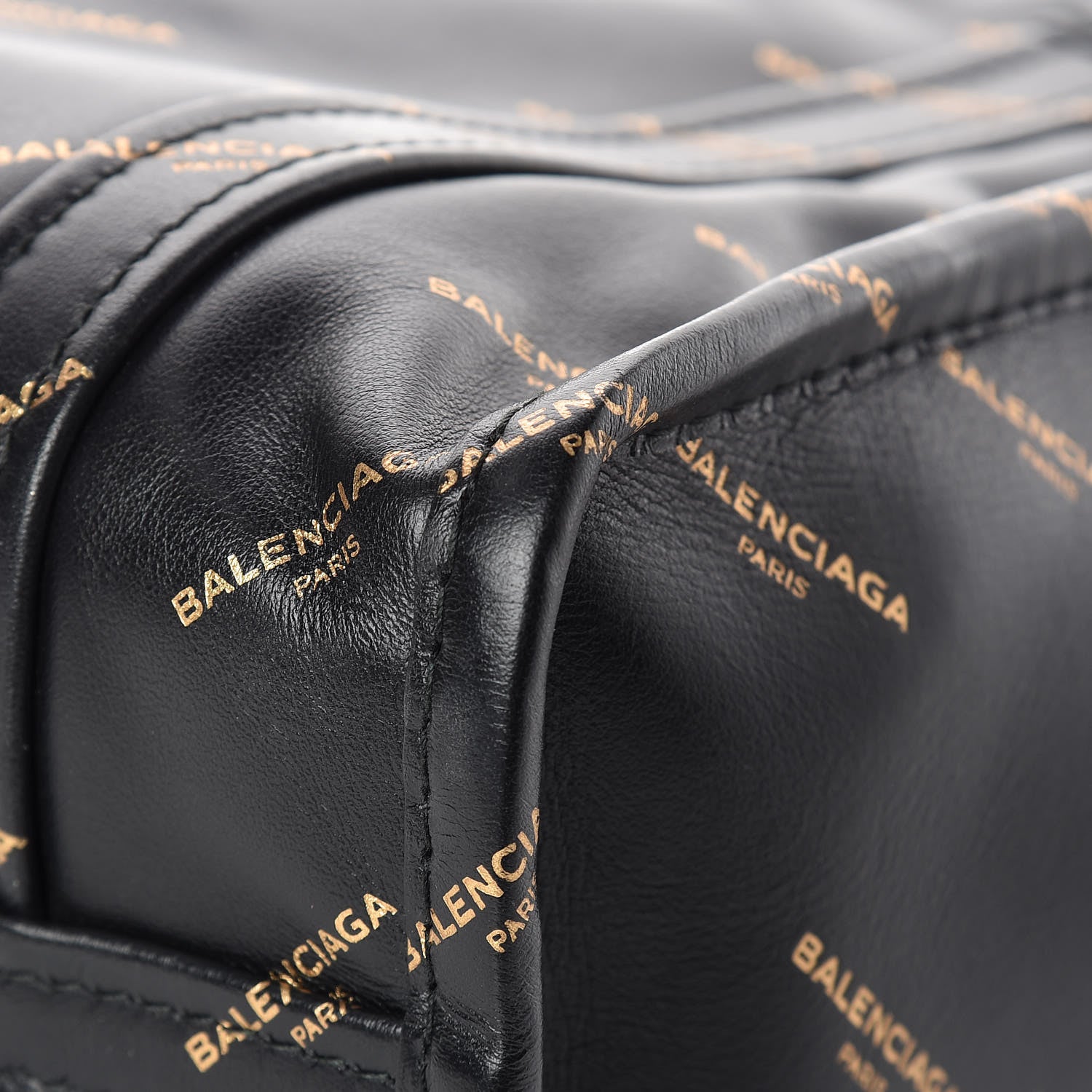 Balenciaga Calfskin Allover Logo XS Bazar Shopper Tote Black Gold 11 of 12
