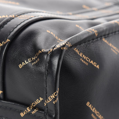 Balenciaga Calfskin Allover Logo XS Bazar Shopper Tote Black Gold 11 of 12