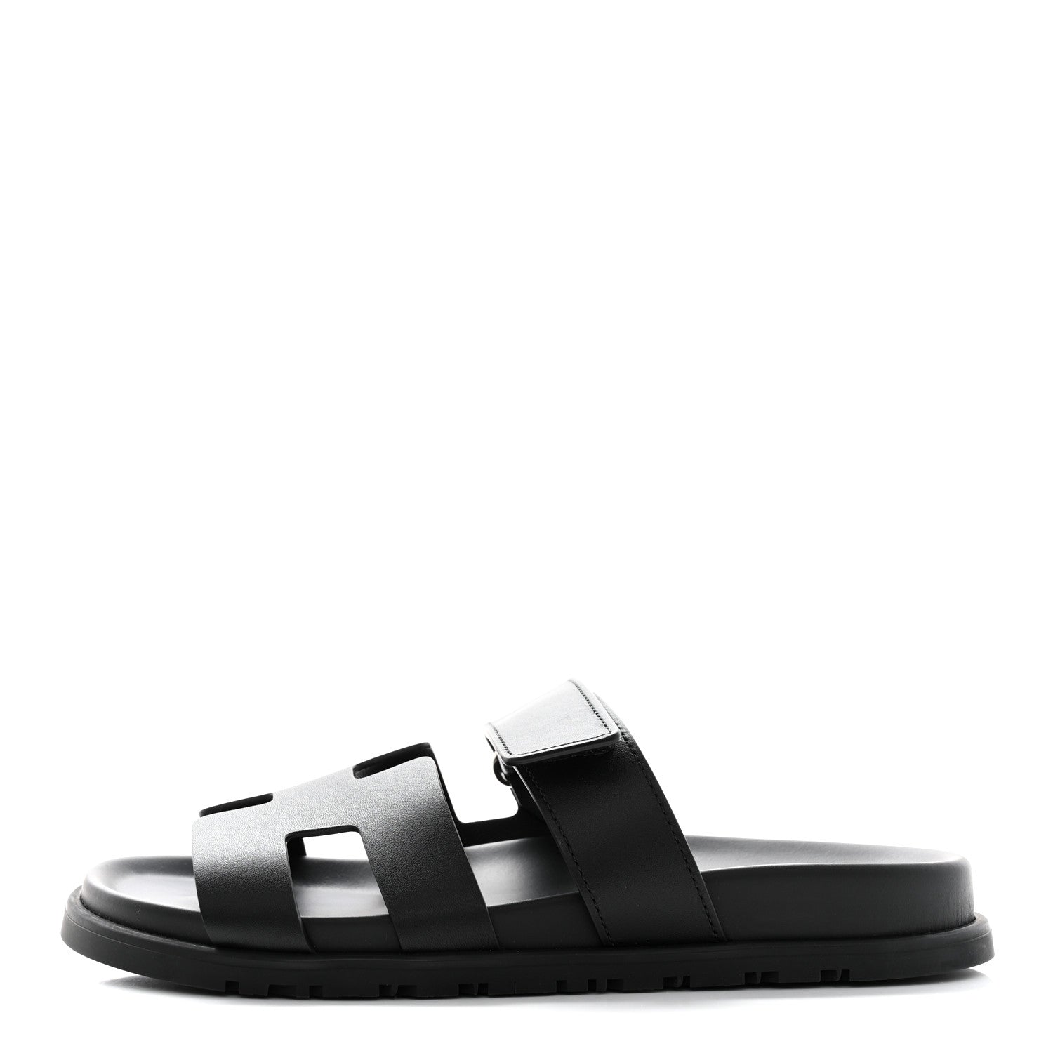Hermes Calfskin Womens Chypre Sandals 37 Black 1 of 9