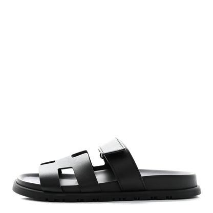Hermes Calfskin Womens Chypre Sandals 37 Black 1 of 9