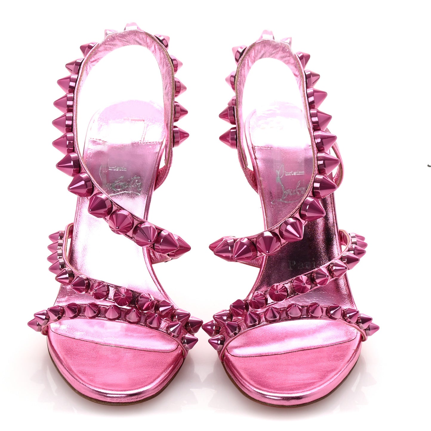 Metallic Calfskin Spikita 100 Sandals 37 Fuchsia