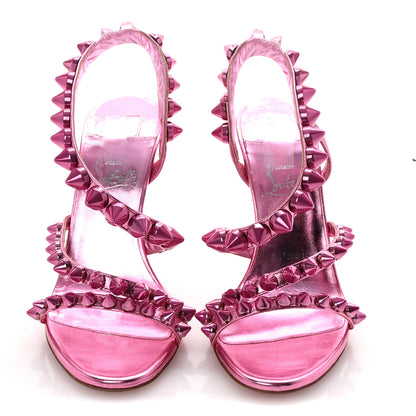 Christian Louboutin Metallic Calfskin Spikita 100 Sandals 37 Fuchsia 3 of 8