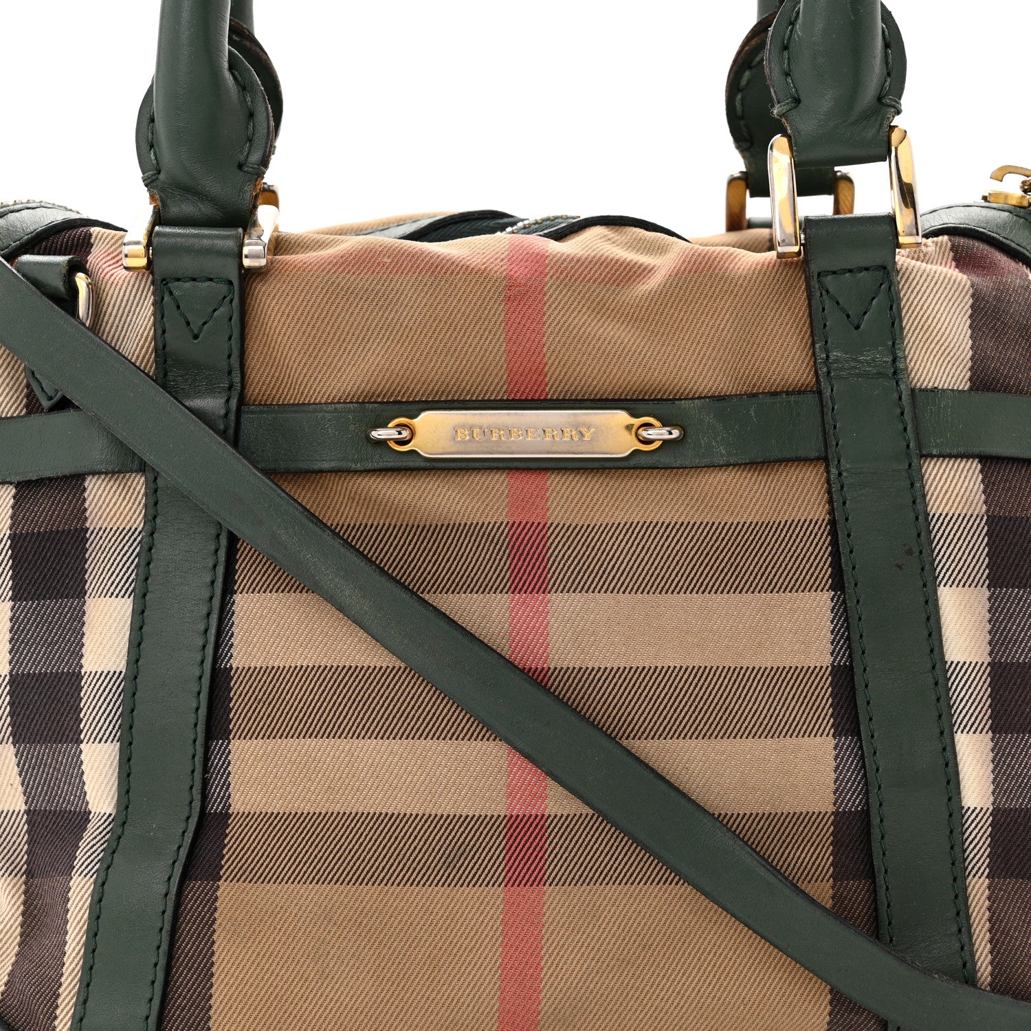 Burberry Bridle Calfskin House Check Small Orchard Bowling Bag Green 9 of 18