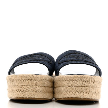 Prada Denim Logo Espadrilles Sandals 37 Blue 2 of 9