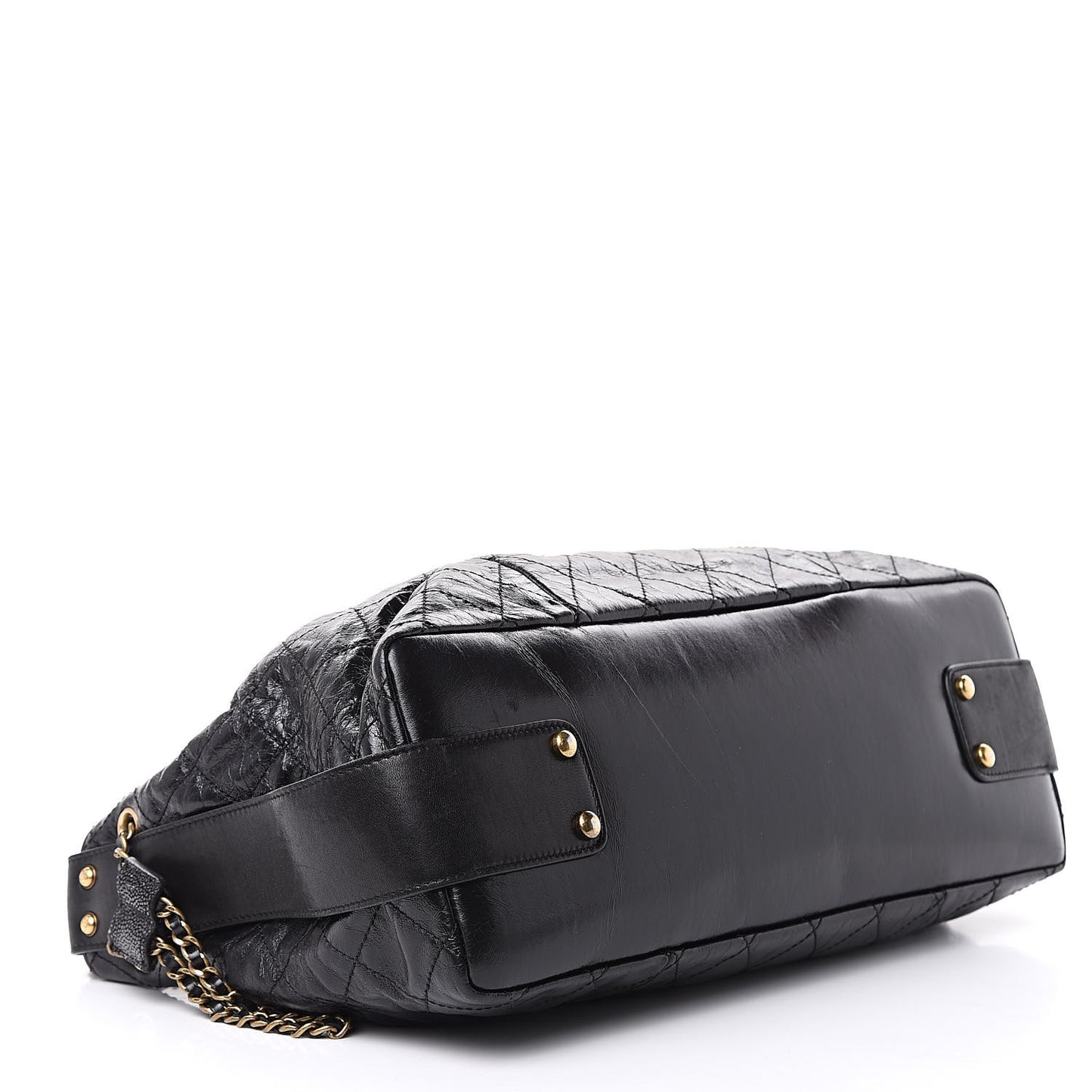 Glazed Calfskin Stingray Bindi CC Accordion Tote Black