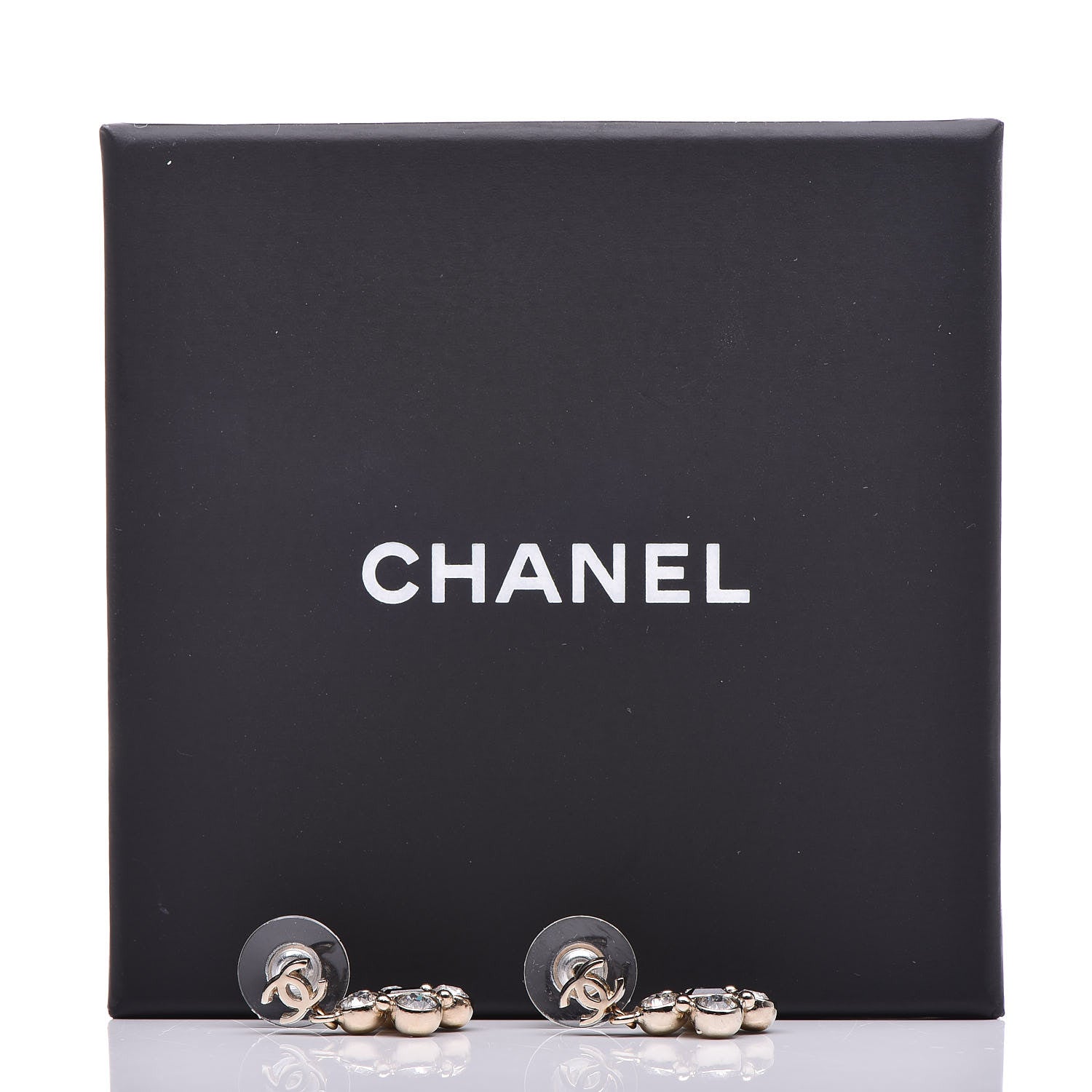 Chanel Crystal CC Drop Earrings Gold 5 of 5