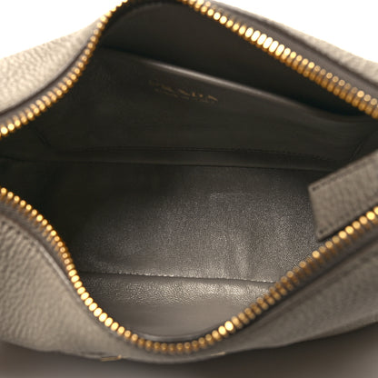 Prada Vitello Daino Soft Zippered Messenger Hobo Argilla 5 of 9