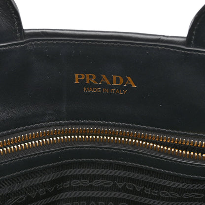 Prada Soft Calfskin Triangolo Symbole Embossed Medium Tote Black 6 of 9
