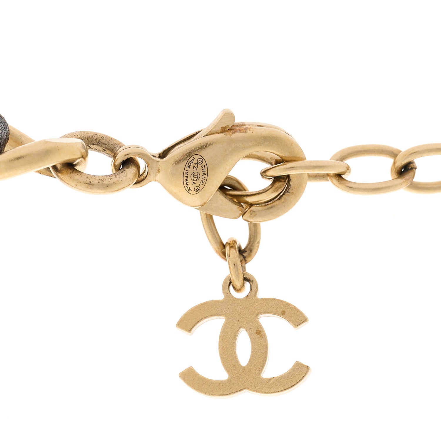 Chanel Lambskin Pearl CC Oval Shield Choker Necklace Gold Black 4 of 5