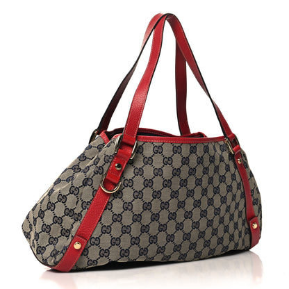 Gucci Monogram Medium Abbey Shoulder Bag Navy Red 3 of 10