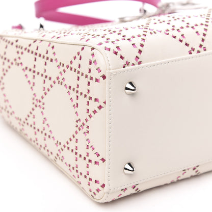 Christian Dior Lambskin Stitched Cannage Medium Lady Dior Pink White 8 of 11