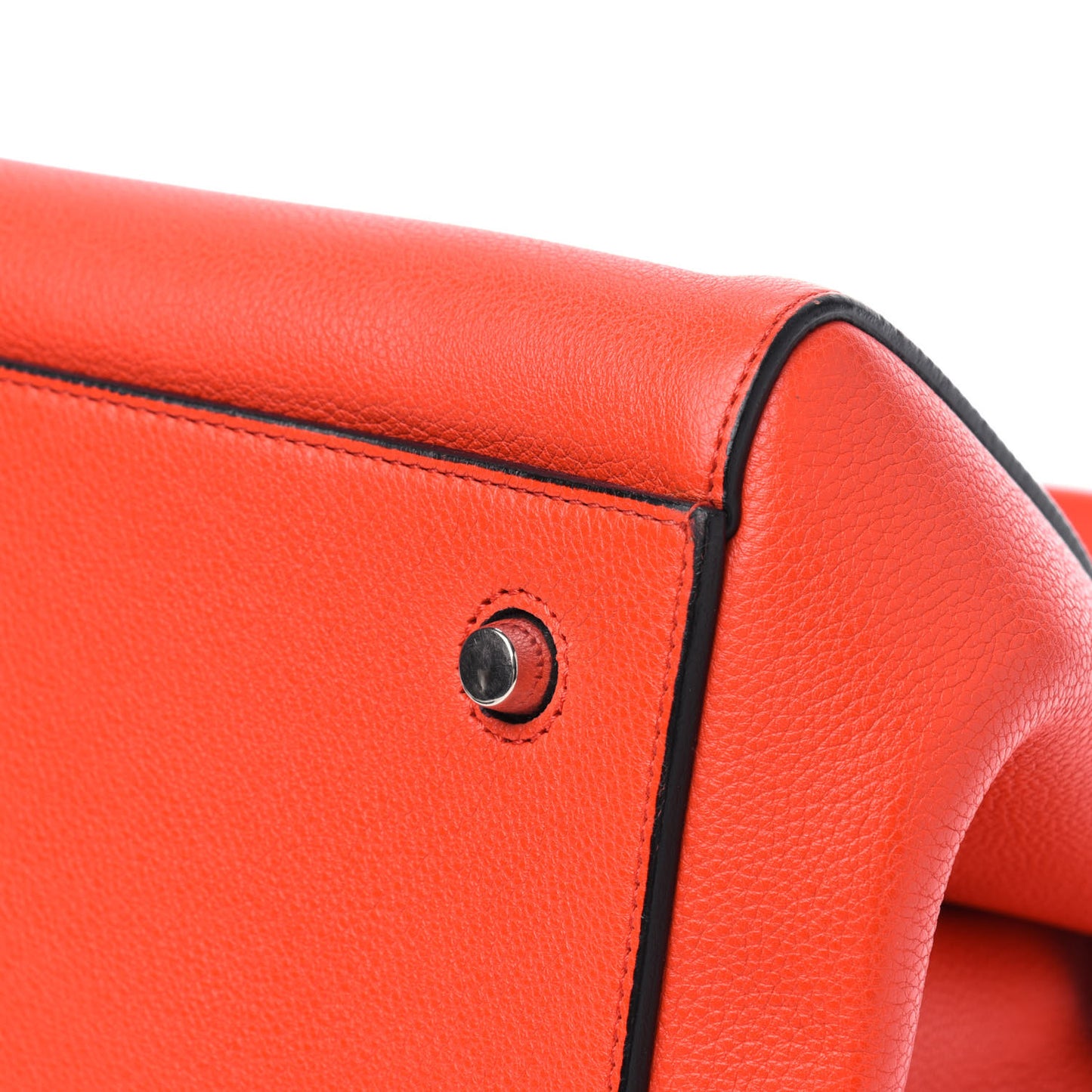 Grained Calfskin Medium Edge Shoulder Bag Vermillion