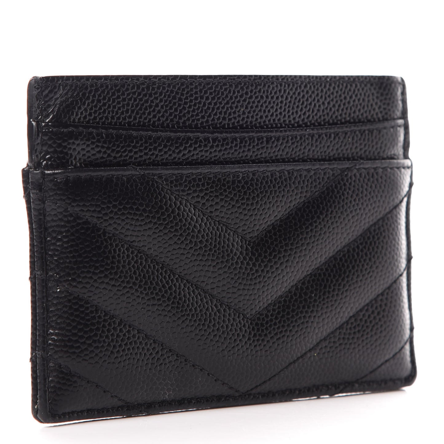 Grain De Poudre Matelasse Chevron Monogram Credit Card Case Black