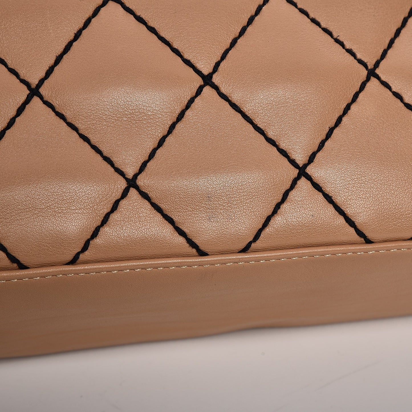 Calfskin Quilted Wild Stitch Bag Beige