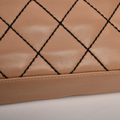 Chanel Calfskin Quilted Wild Stitch Bag Beige 14 of 15