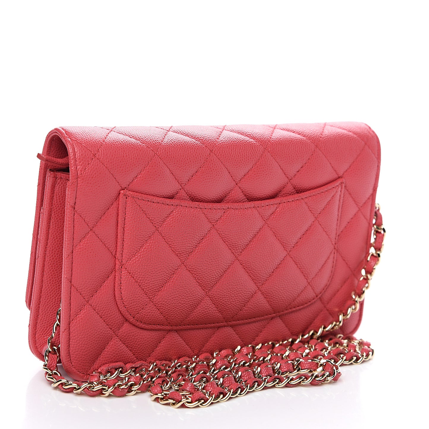 Caviar Quilted Wallet on Chain WOC Pink