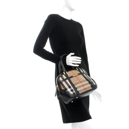 Burberry Bridle Calfskin House Check Small Orchard Bowling Bag Black 3 of 13