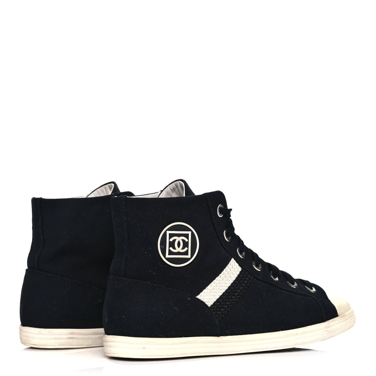 Chanel Canvas CC High Top Sneakers 41 Black White 4 of 7