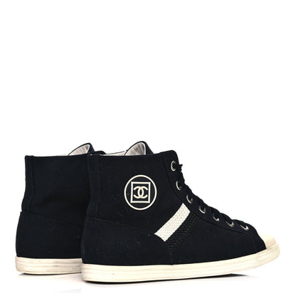 Chanel Canvas CC High Top Sneakers 41 Black White 4 of 7