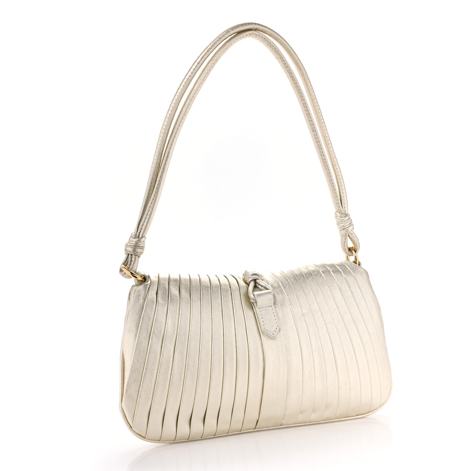 Valentino Garavani Metallic Calfskin Crystal Vlogo Flap Gold 3 of 8