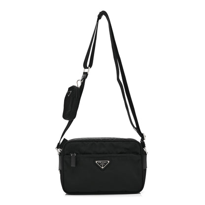 Prada Re-Nylon Vela Saffiano Pocket Double Zip Shoulder Bag Black 1 of 10