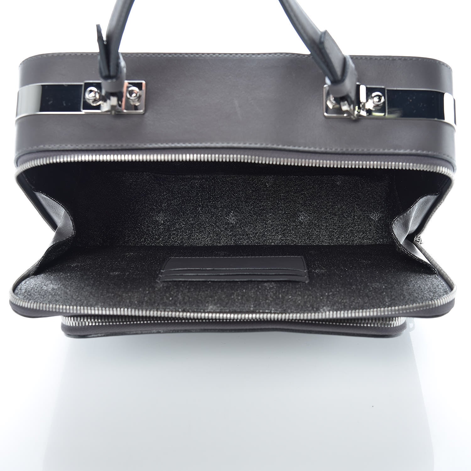MCM Calfskin Top Handle Bag Mono Grey 5 of 10