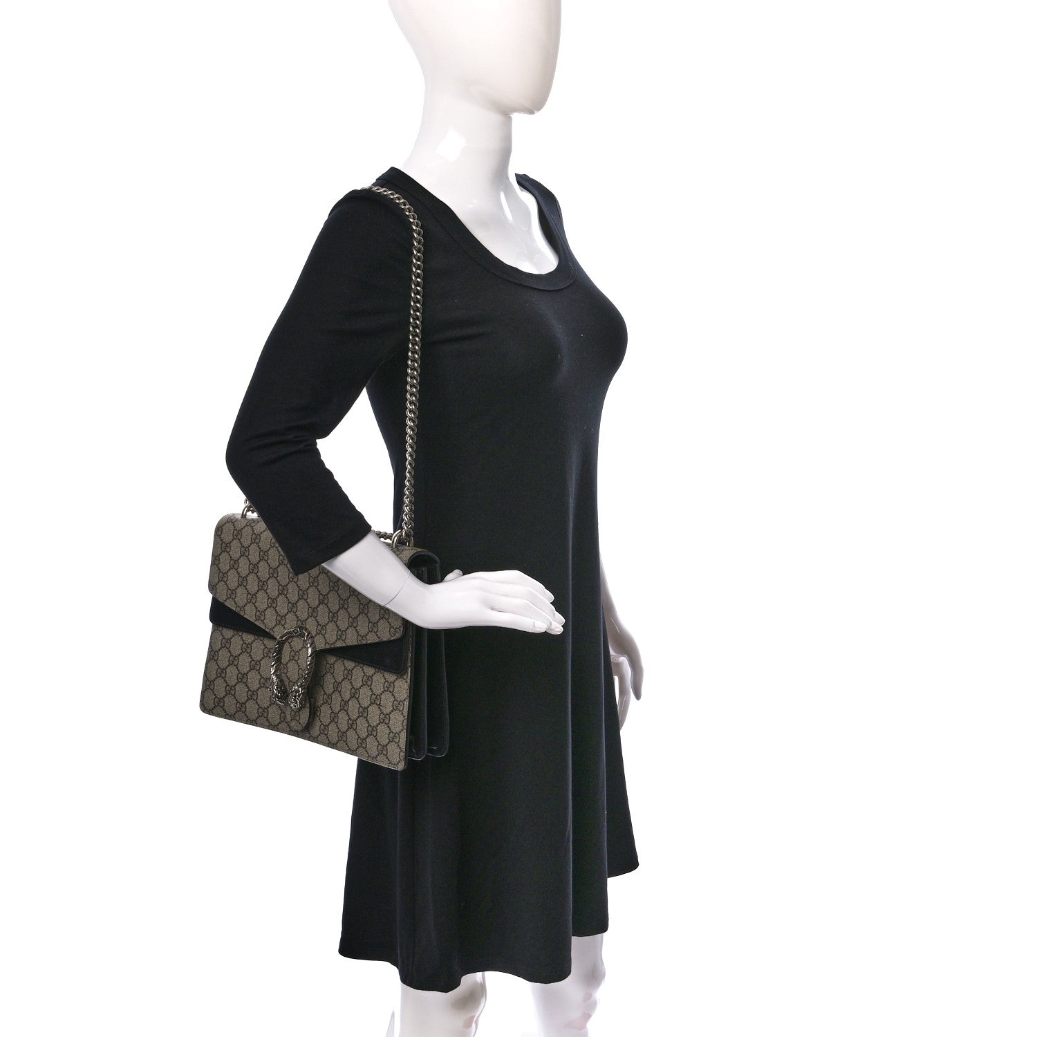Gucci GG Supreme Monogram Medium Dionysus Shoulder Bag Black 2 of 11