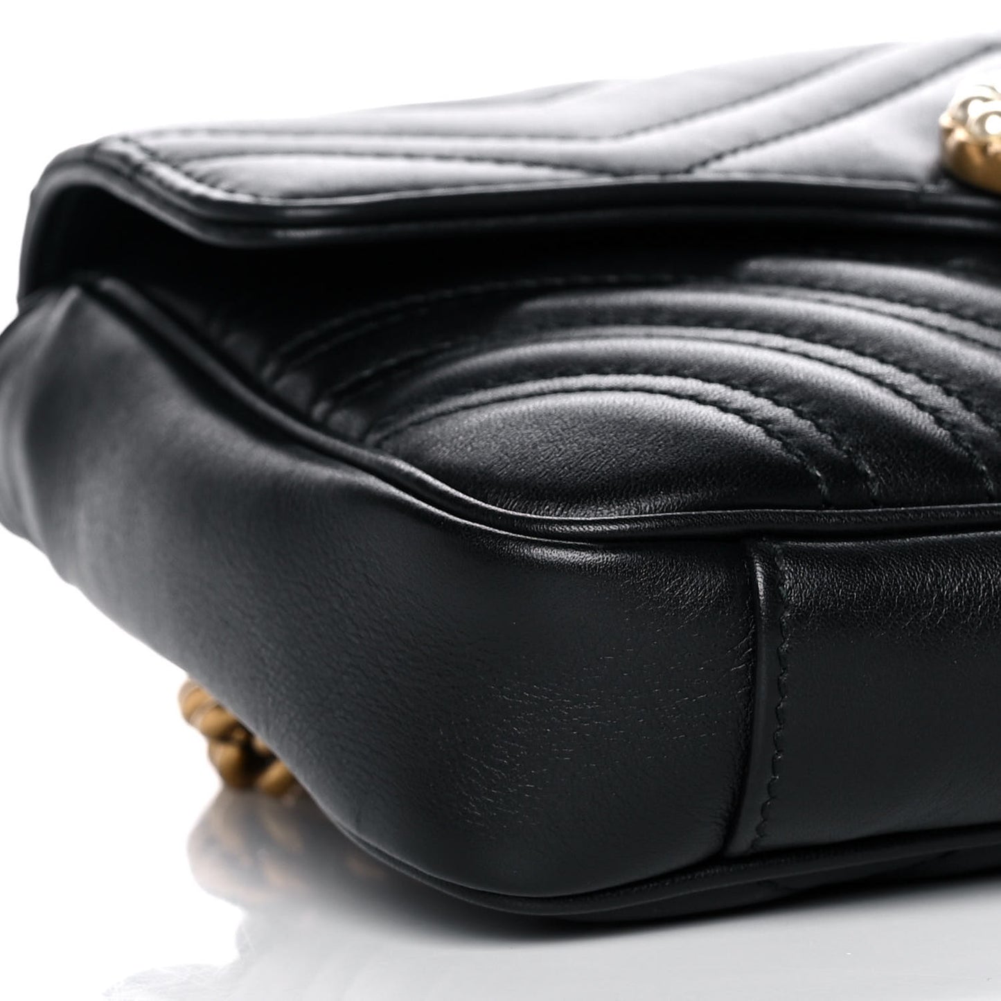 Calfskin Matelasse Pearly GG Marmont Chain Belt Bag Black