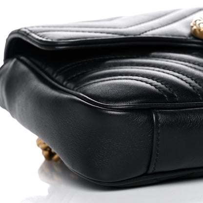 Gucci Calfskin Matelasse Pearly GG Marmont Chain Belt Bag Black 11 of 14