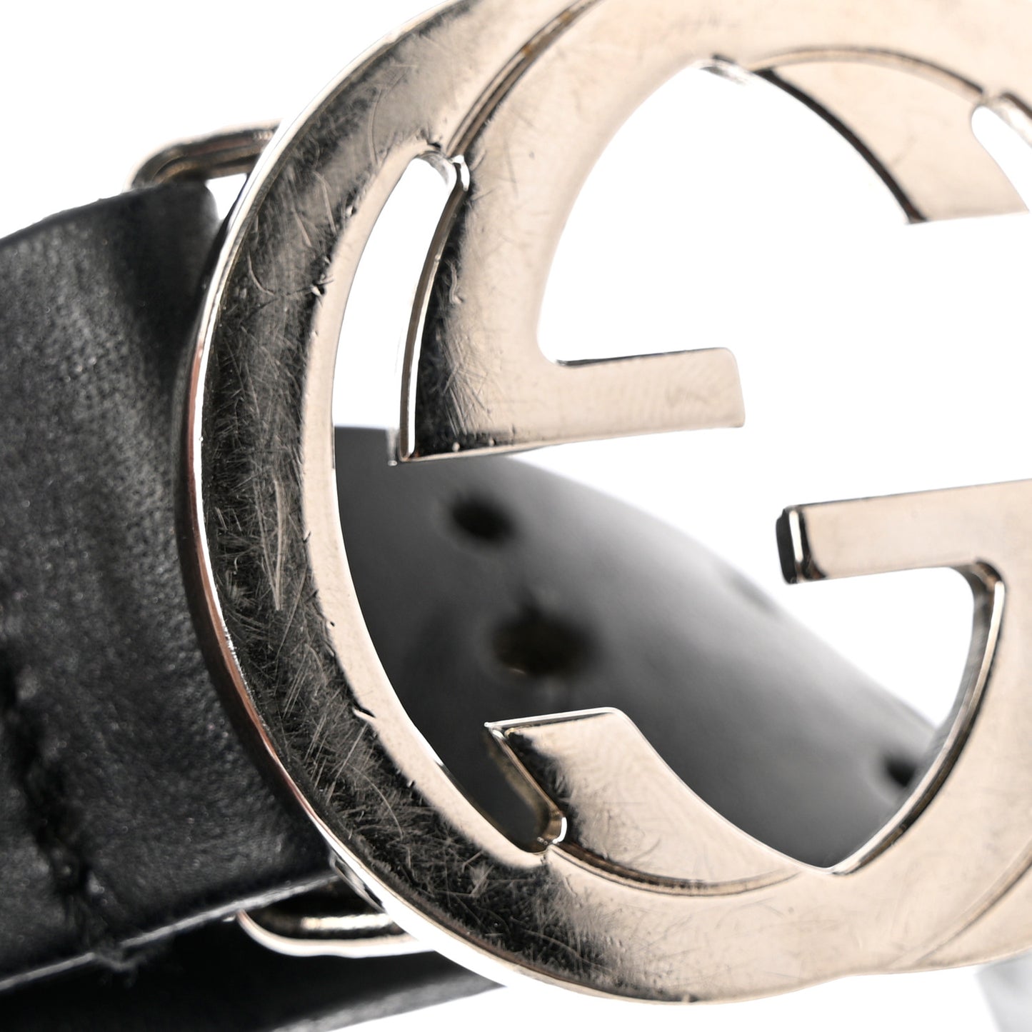 Calfskin Perforated Interlocking G Belt 85 34 Black