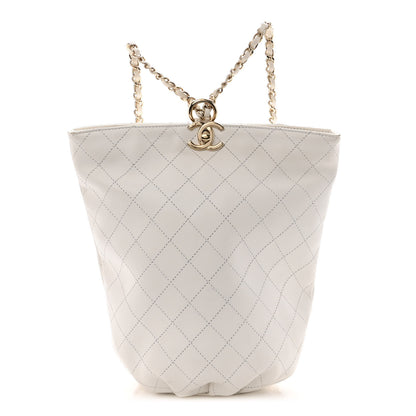 Chanel Lambskin Stitched CC Chain Backpack White 1 of 12
