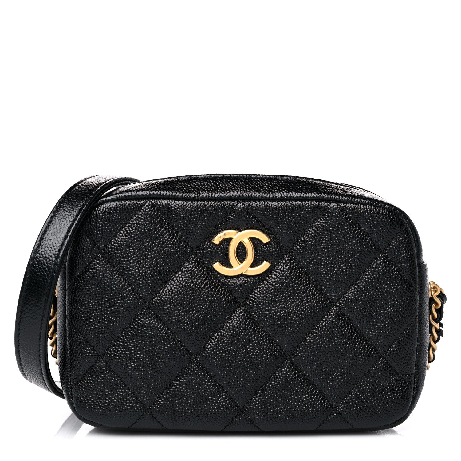 Chanel Shiny Caviar Quilted Chain Melody Camera Bag Black 1 of 10
