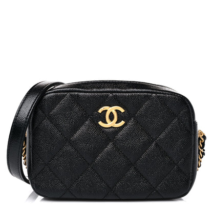 Chanel Shiny Caviar Quilted Chain Melody Camera Bag Black 1 of 10