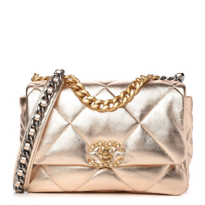 Chanel Metallic Lambskin Quilted Medium Chanel 19 Flap Gold 1 of 12