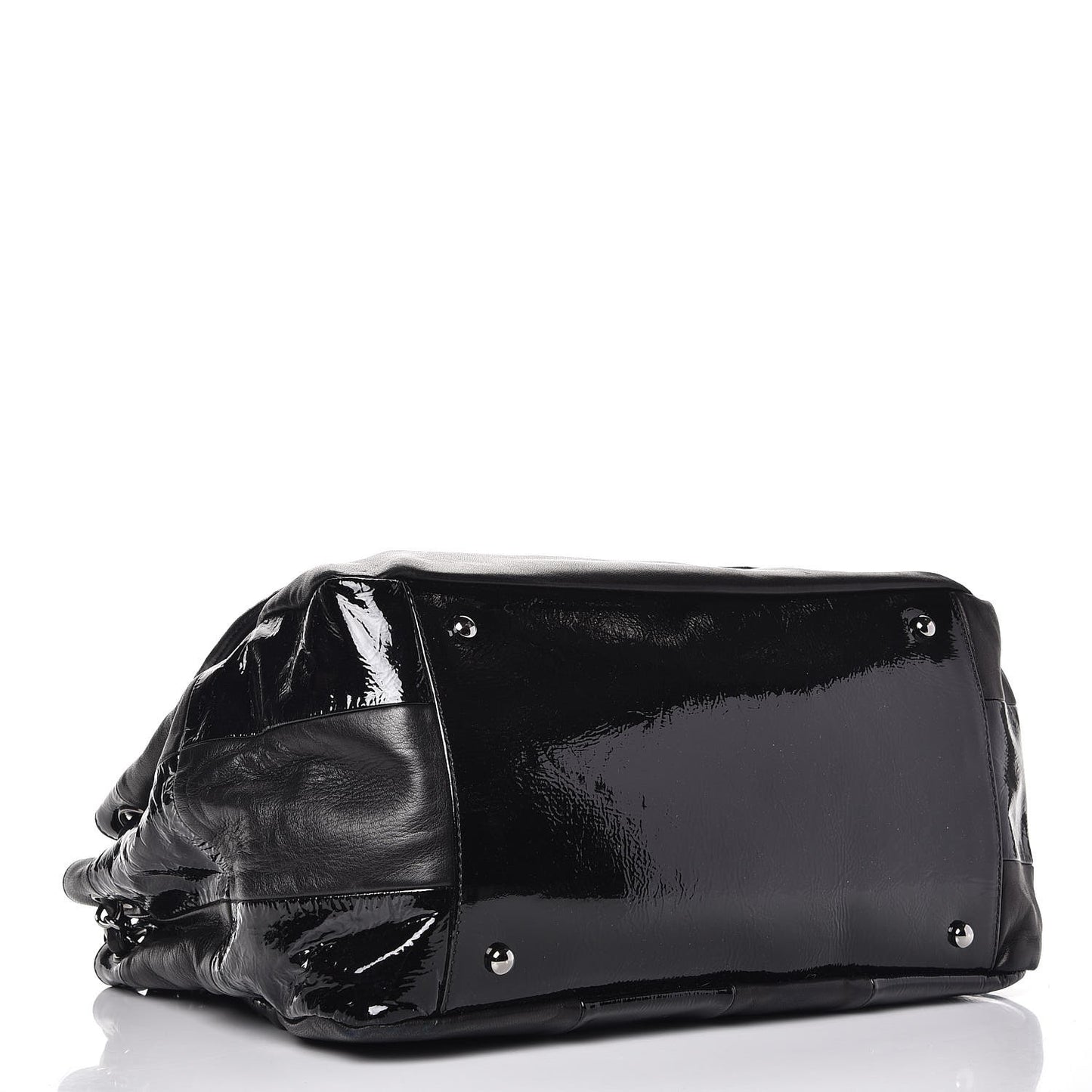 Lambskin Patent Calfskin Brooklyn Patchwork Flap Black