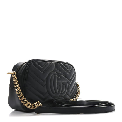 Gucci Calfskin Matelasse Small GG Marmont Chain Shoulder Bag Black 3 of 10