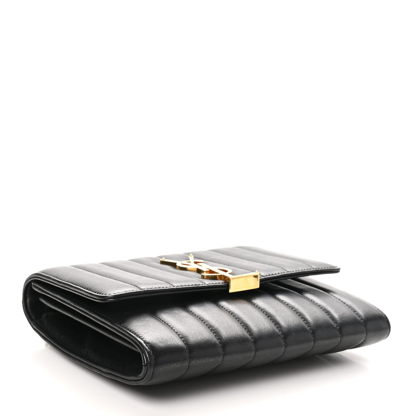 Lambskin Matelasse Monogram Vicky Chain Wallet Black