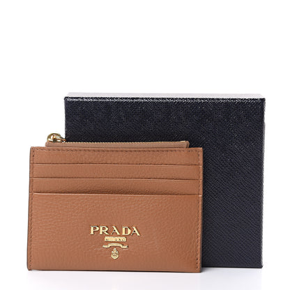 Prada Vitello Grain Zip Card Holder Cuoio 7 of 7