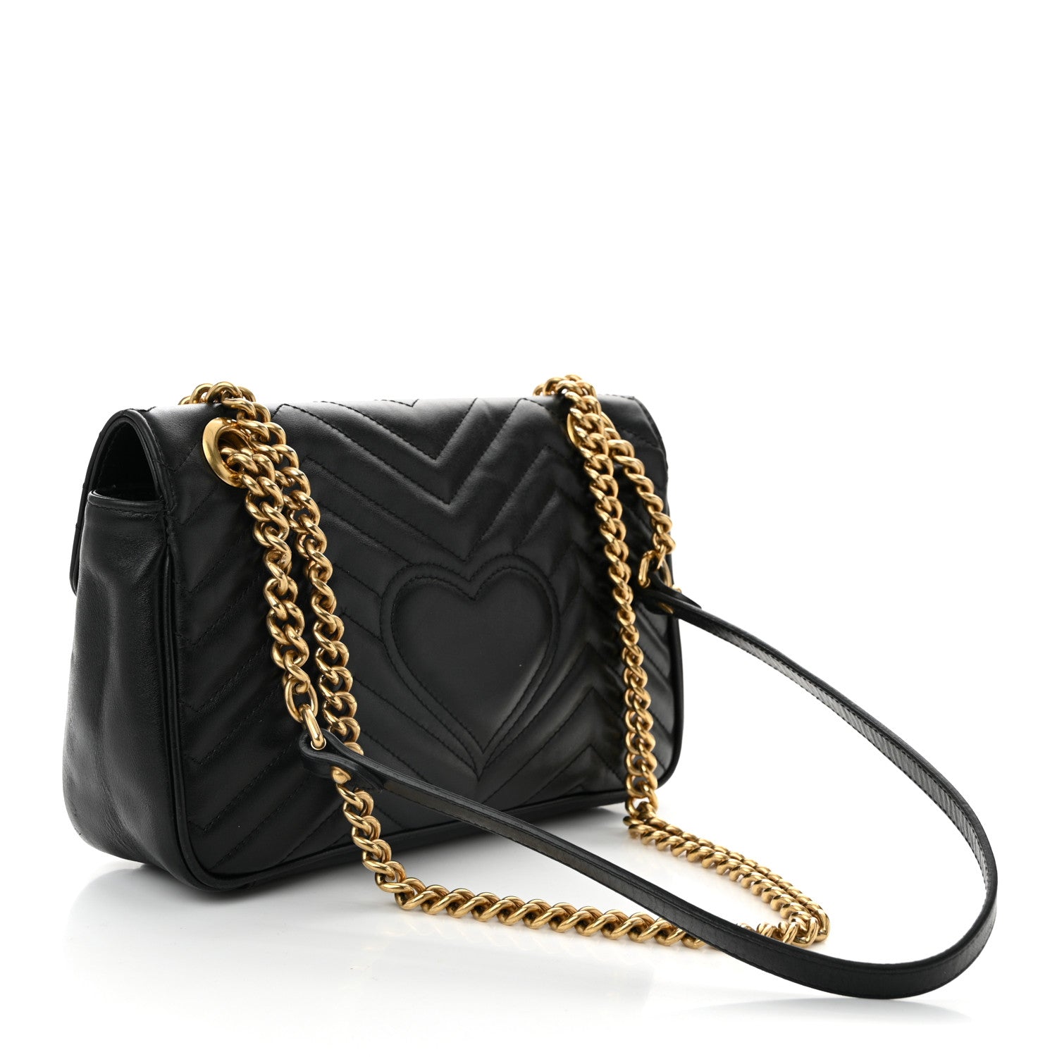 Gucci Calfskin Matelasse Small GG Marmont Shoulder Bag Black 3 of 11