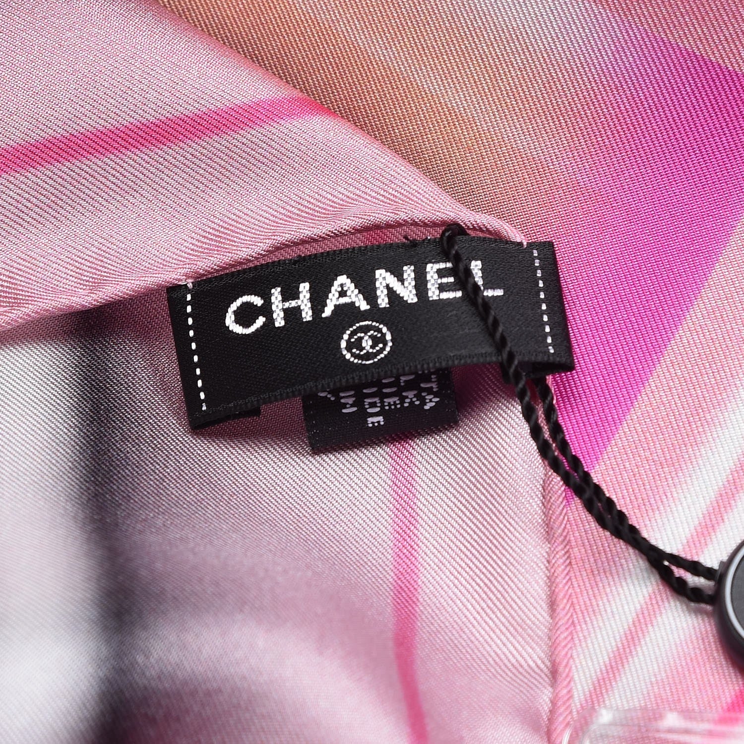 Chanel Silk Square Scarf CC Pink Black 4 of 5