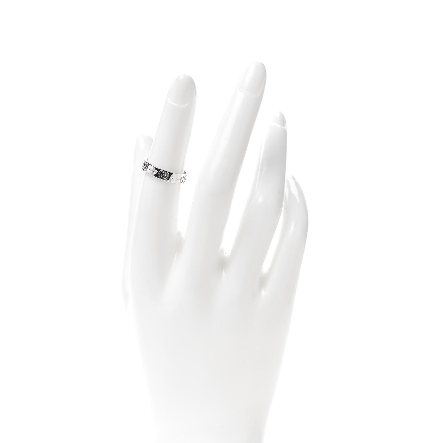 18K White Gold 4mm Icon Thin Band Ring 51 5.75
