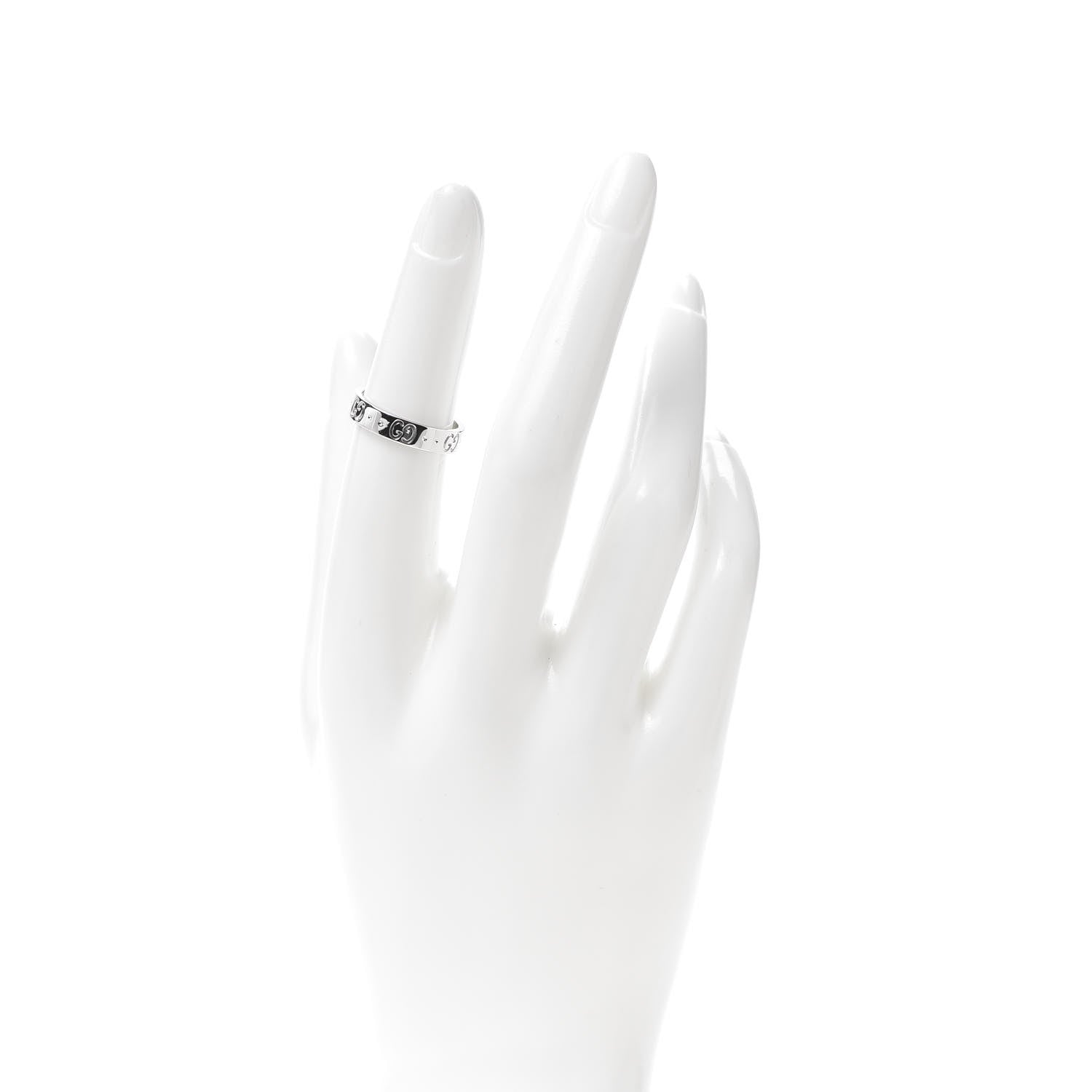 Gucci 18K White Gold 4mm Icon Thin Band Ring 51 5.75 2 of 5