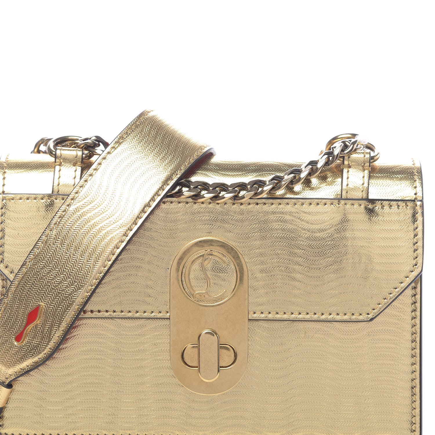 Christian Louboutin Metallic Calfskin Mini Elisa Shoulder Bag Gold 8 of 12