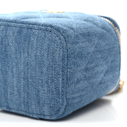 Chanel Denim Quilted Mini Pearl Crush Vanity Case With Chain 10 of 10